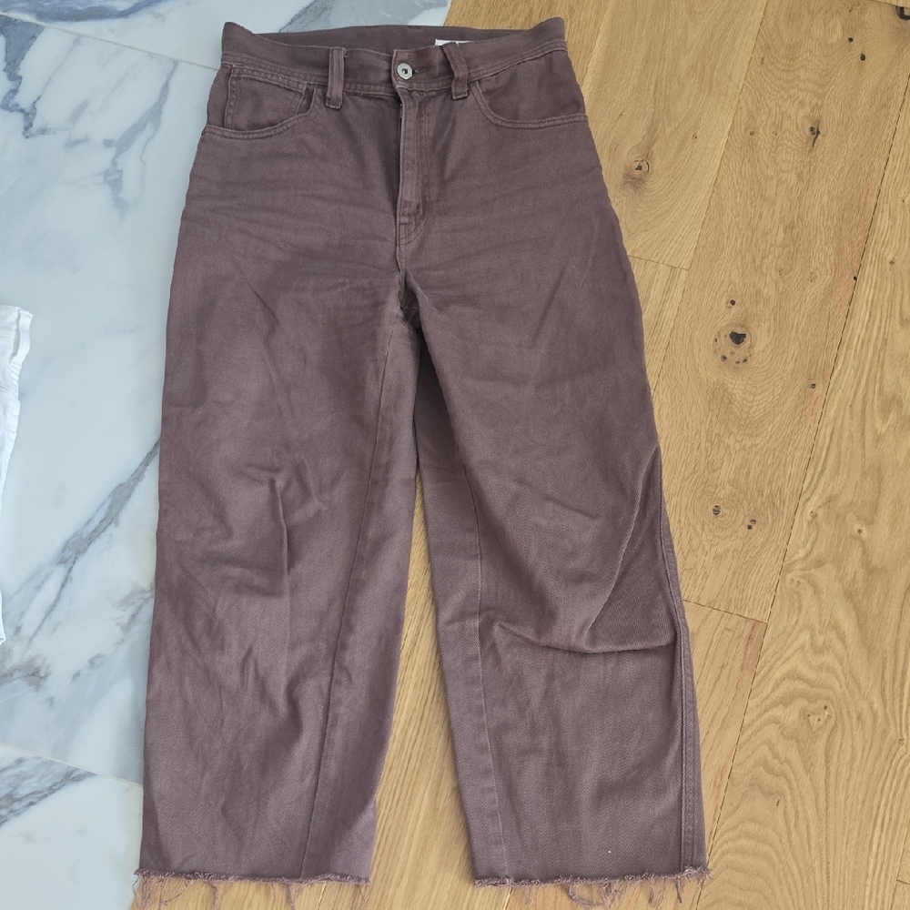 Uniqlo U Cropped Cut Wide Leg Jeans in Brown, Altered, GUC, Comfy Neutrals